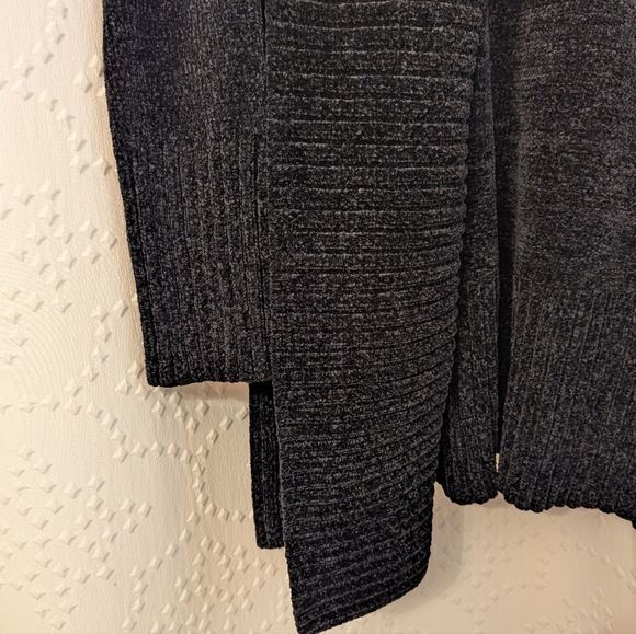 7 For All Mankind Open Cardigan In Black Velour Women's XL Soft Ribbed Sweater - Picture 5 of 6
